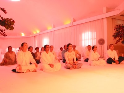 Group meditating